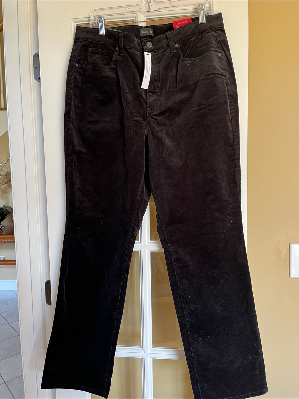 Talbots Men's Black Corduroy Straight-Leg Trousers